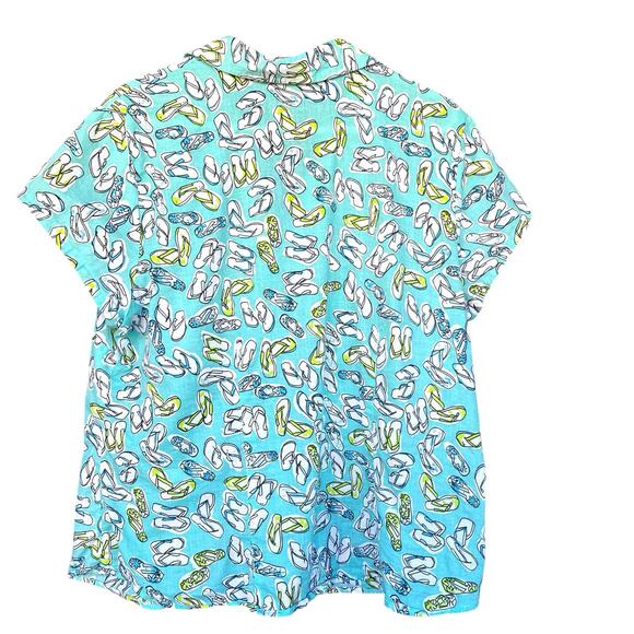 Madison & Max Womens Button Up Shirt Plus Size 16W Flip Flop Cotton Summer - Picture 2 of 9